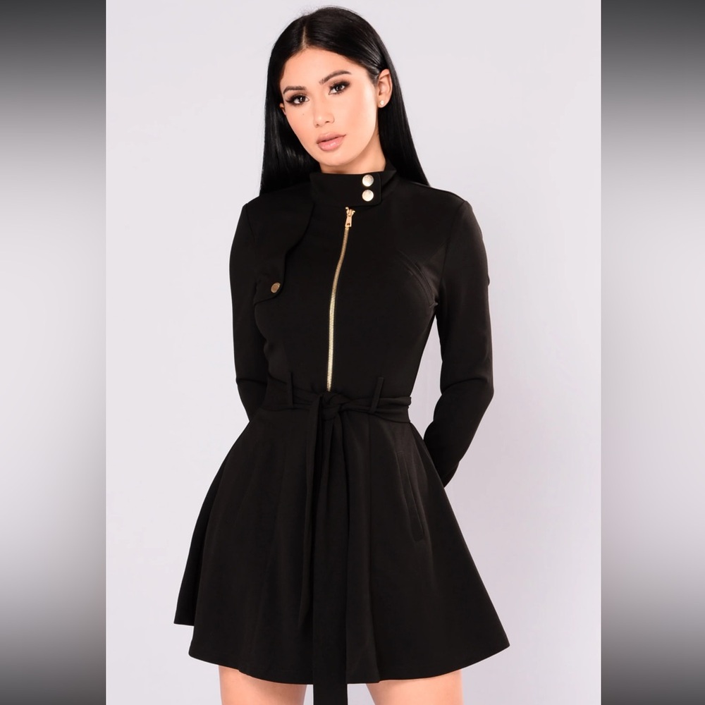 Fashion Nova Black Collar Jacket Dress - Used - Decent Condition